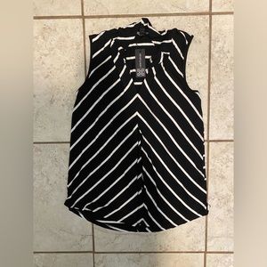 CABLE & GAUGE | Black And White Striped Formal Shirt Size Medium